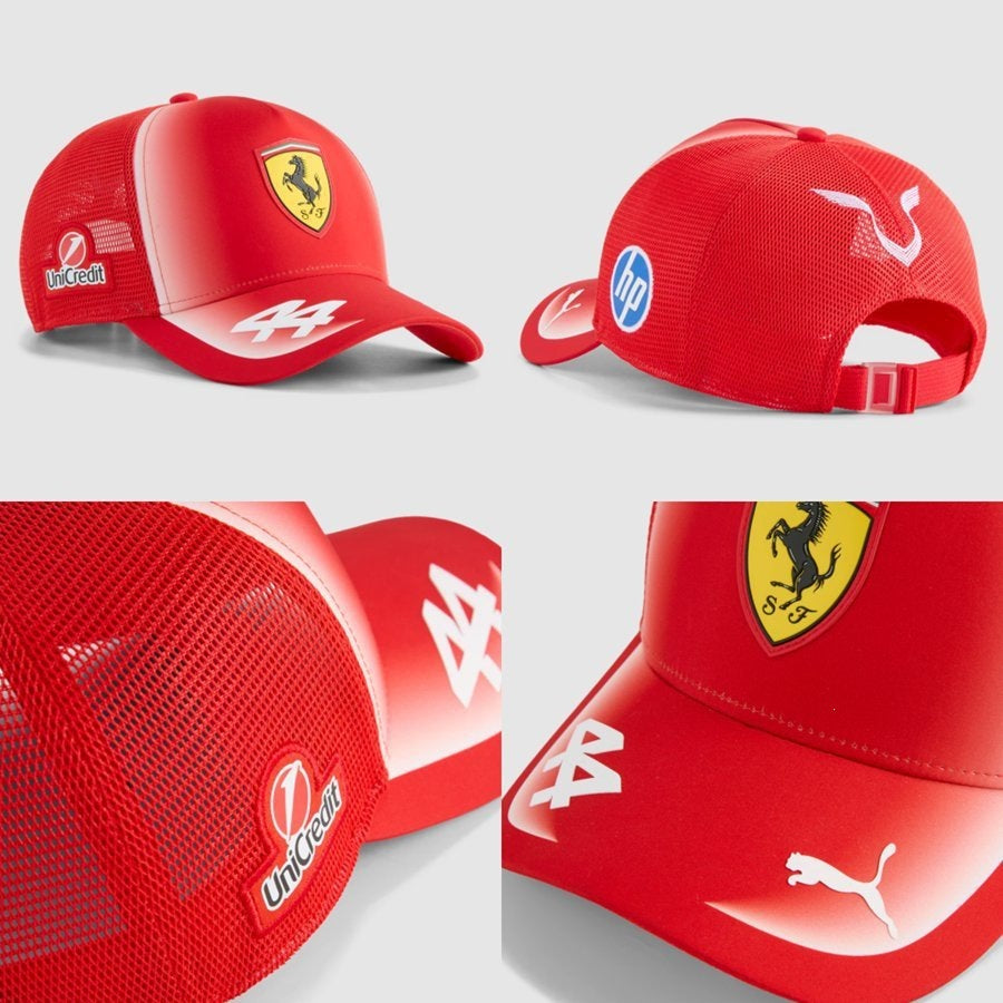 Gorra Scuderia Ferrari — Lewis Hamilton #44 · Roja · Modelo 76