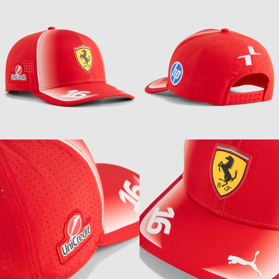 Gorra Scuderia Ferrari — Charles Leclerc #16 · Roja