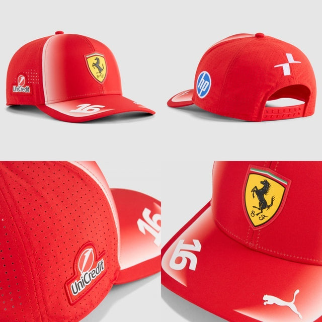 Gorra Scuderia Ferrari — Charles Leclerc #16 · Roja